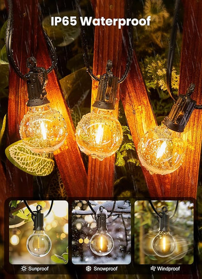 Brightown Outdoor String Lights, 100FT 100+2 G40 Bulbs Shatterproof Patio Lights, IP65 Waterproof Dimmable Hanging Connectable Globe LED Outdoor Lights for Backyard, Bistro, Porch, Deck, Balcony