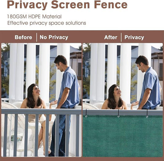 Garden Privacy Screen, 3 x 15 ft Dark Green HDPE Balcony Windscreen