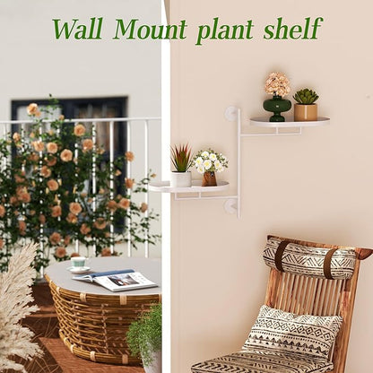 Window Rotating Plant Stand Shelf Indoor White Metal Floating Shelves 2-Tier Wall Mount Plant hanger Holders for Wall Planter Modern Home Decor window sill gifts