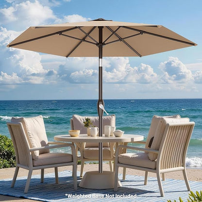 AreShark 7.5FT Patio Umbrella Table Market Umbrella with 6 Sturdy Ribs, Button Tilt/Crank, Heavy-Duty Outdoor Umbrellas for Pool, Deck, Garden and Backyard, Beige