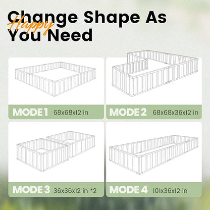 KING BIRD Raised Garden Bed 68" x 36" x 12" (2 Packs) Galvanized Steel Metal Outdoor Planter Kit Box for Vegetables, Flowers, Fruits, and Herbs Green