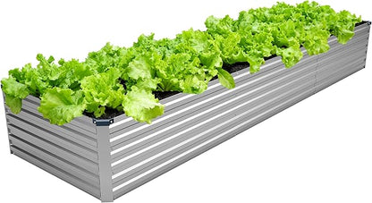 12x2x1.5FT Galvanized Raised Garden Bed,Vegetable Boxes-Rectangle Metal Flower Box,Large Planter Raised Beds Outdoor Garden for Planting,Fruit,Herb-Silver