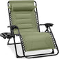 Best Choice Products Oversized Padded Zero Gravity Chair, Folding Outdoor Patio Recliner, XL Anti Gravity Lounger for Backyard w/Headrest, Cup Holder, Side Tray, Polyester Mesh - Sage Green