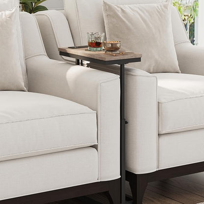 TUTOTAK End Table with Charging Station, Side Table, Tall Couch Table, Sofa Table, Living Room, Bedroom,Greige TB01BG084