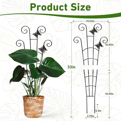 COOMIN 30'' Monstera Plant Support Outdoor, Metal Expandable Plant Supports for Indoor Plants, 4P Garden Trellis for Climbing Plants Indoor - Ivy, Pothos, Philodendron, Hoya