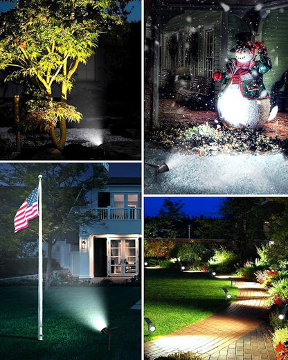 DBF Solar Outdoor Lights, 600LM Solar Spot Lights Outdoor Waterproof with 2 Lighting Modes, Adjustable Head & Solar Panel Landscape Spotlights for Flag Garden Yard Driveway Patio(Cool White, 4 Pack)