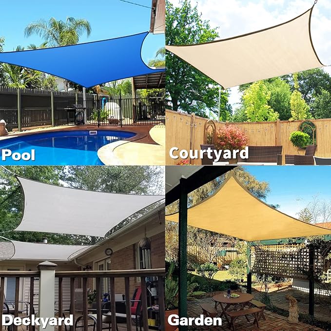 KANAGAWA Sun Shade Sail 8'x10' Scarlet Rectangle UV Block Canopy Awning Shelter Fabric Cloth Screen for Outdoor Patio Garden Backyard
