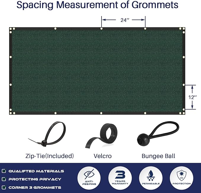 Windscreen4less Privacy Fence Screen Heavy Duty Windscreen Fencing Mesh Fabric Shade Net Cover with Brass Grommtes for Outdoor Wall Garden Yard Pool Deck, 6'x232' Green