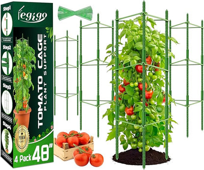 Legigo 4ft 4-Pack Tomato Cage for Garden Plant Support- Up to 48inch Garden Stakes Tomato Cage, Tomato Trellis for Potted Plants, Tomato Cages Plant Stakes for Climbing Vegetables Plants Flowers