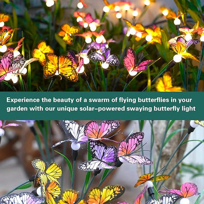 TONULAX Solar Garden Lights - Swaying Butterfly Light, Swaying in The Wind, Solar Outdoor Lights, Yard Patio Pathway Decoration, High Flexibility Iron Wire & Realistic Butterflies(10 Pack)