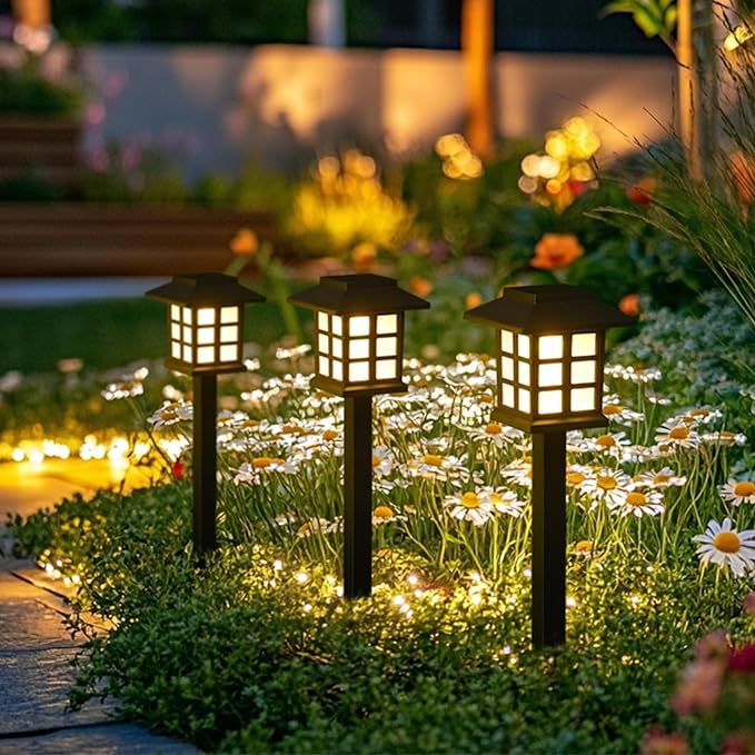 GIGALUMI Solar Outdoor Lights，6 Pack LED Solar Lights Outdoor Waterproof, Solar Walkway Lights Maintain 10 Hours of Lighting for Your Garden, Landscape, Path, Yard, Patio, Driveway