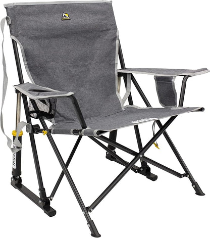 Outdoor Rocking Chairs, Grey Alloy Steel, 250 lb Capacity, Foldable
