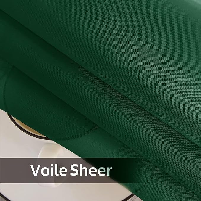 SpaceDresser Waterproof Outdoor Sheer Curtains for Patio - 2 Panels Rod Pocket Indoor Voile Sheer Curtain for Living Room,52W x 84L inch, Foliage Green