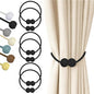 Hion Magnetic Curtain Tiebacks Black 6 Pack, Curtain Tiebacks Buckles Holdbacks Holders Hooks Clip for Home Bedroom Office Decorative Thick or Thin Curtain