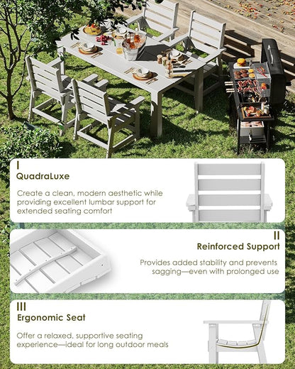 GREENVINES Outdoor Dining Chairs Set of 2 | HDPE | Patio Chair | All-Weather | White