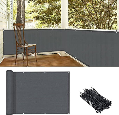 LOVE STORY 3'x6' Dark Grey Balcony Screen Privacy Fence Cover UV Protection (HDPE) Weather-Resistant 3 FT Height Shield for Deck, Patio, Backyard, Outdoor Pool, Porch, Railing