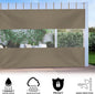 Outdoor Curtain with Clear Panel, Waterproof Beige, 96 x 108 Inch