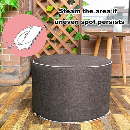 Asuprui Outdoor Indoor Foam Stuffed Ottoman Waterproof Round Ottoman Footrest Stool Diameter 20x Height 12 Inches Boho Foot Rest for Patio Living Room Porch Outdoor Seating Garden Camping Dark Coffee