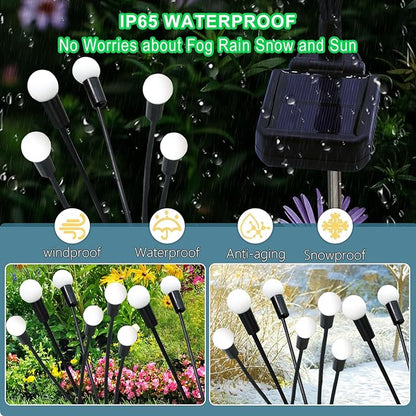 Kohlrabi Solar Garden Lights Outdoor, 10 Pack 80 LED Pink Firefly Lights Waterproof, Sway by Wind, Solar Wind Swaying Light for Yard Patio Backyard Garden Planter Flower Bed Pathway Decoration