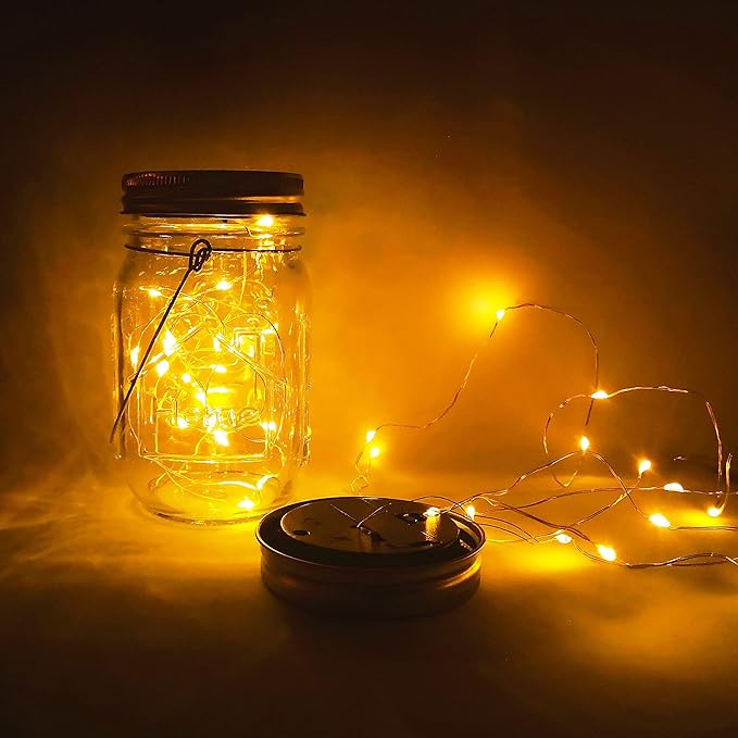 Path Lights: 4-Pack Glass Mason Jar Lights with 30 LEDs and Handles