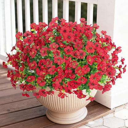 Bassion Artificial Flowers for Outdoors, 24 Bundles UV Resistant Fake Flowers Realistic Silk Faux Plants for Outdoor Planter Window Box Porch Patio Garden Home Outside Decorations