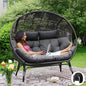 NICESOUL® Double Egg Chair Indoor Outdoor Stationary Oversized 6.5" Thick Padded Cushions,2 Person Wicker Egg Loveseat Chair,680 lbs Extra Wide Lounge Chair for Patio Balcony Porch Gray with Cover