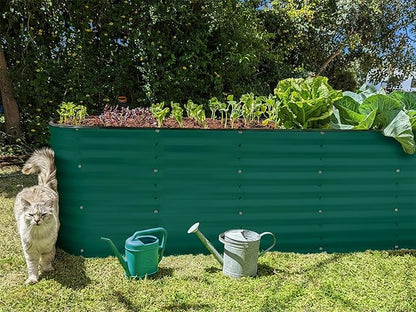 Plant & Plot Galvanized Raised Garden Beds Outdoor // 8×2×2 ft Planter Raised Beds for Gardening, Vegetables, Flowers // Large Metal Garden Box (Dark Green) // Patented Tool-Free Design