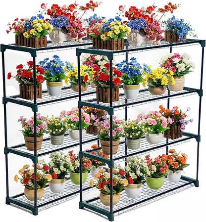 Panana 4 Tier Garden Greenhouse Steel Staging Shelving Plant Stand Garden Shelving Unit Garage Storage Racking, 2 Pack Plant Racks