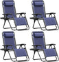 Homall Zero Gravity Chair Patio Folding Lawn Outdoor Lounge Gravity Camp Reclining Lounge Chair with Cup Holder Pillows for Poolside Backyard and Beach Set of 4 (Blue)