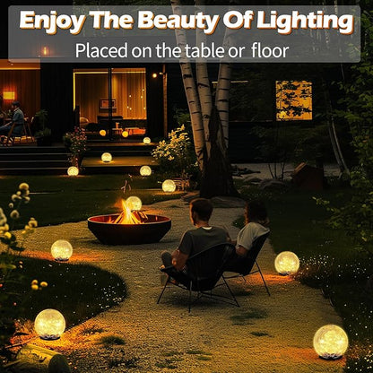 Coroor Garden Solar Ball Lights Outdoor Waterproof, 80 LED Cracked Glass Globe Solar Power Ground Lights for Path Yard Patio Lawn, Halloween Christmas Decoration Landscape Warm White(2 Pack 5.9'')