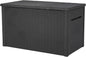 Keter Java XXL 230 Gallon Resin Rattan Look Large Outdoor Storage Deck Box for Patio Furniture Cushions, Pool Toys, and Garden Tools, Dark Grey