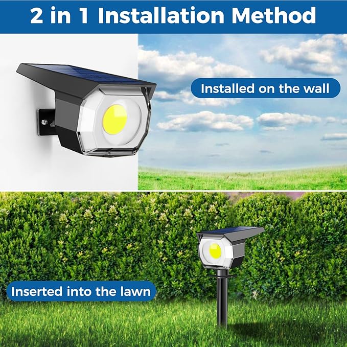 Peasur 4 Pack Solar Spot Lights - Outdoor Waterproof 2-in-1 Auto On/Off Solar Landscape Lighting for Outside Yard, Wall, Garden, Pathway