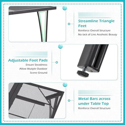 AECOJOY 39.4" Outdoor Patio Dining Table for 4, Square Metal Patio Table with 1.6" Umbrella Hole, All-Weather Resistant Outdoor Furniture Tables for Patio, Backyard, Garden, Poolside (Dark Grey)