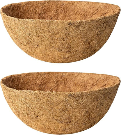 2 Pack 14 Inch Round Replacement Coco Liners for Hanging Basket Natural Coconut Fiber Liner for Flower Planter Pot Coco Coir Pots for Outdoor Garden Planting