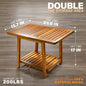 Side Table, 24-Inch 2-Tier Acacia Wood Outdoor End Table, Teak Finish