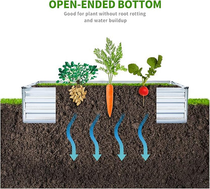 Galvanized Raised Garden Bed Kit - Metal Raised Planter 2pcs/Pack 6'x3'x1' for Flowers Plants, Vegetables Herb