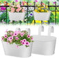 MADHOLLY Railing Planter with Drainage Holes - Sturdy Bucket Pots for Railing Fence, Countryside Style Metal Flower Pots for Herbs Balcony Garden Yard Decor, 2Pcs, White