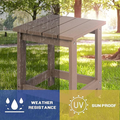 LZRS Adirondack Square Outdoor Side Table for Patio, Pool Composite Patio Table,HDPE End Tables for Backyard,Pool, Indoor Companion, Easy Maintenance & Weather Resistant(Weathered Wood)