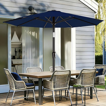 AreShark 9 FT Patio Umbrella for Outdoor, Outdoor Umbrella with Push Button Tilt and Crank, Outdoor Patio Umbrellas with 8 Sturdy Ribs for Market, Garden, Deck, Backyard, Pool (Navy)