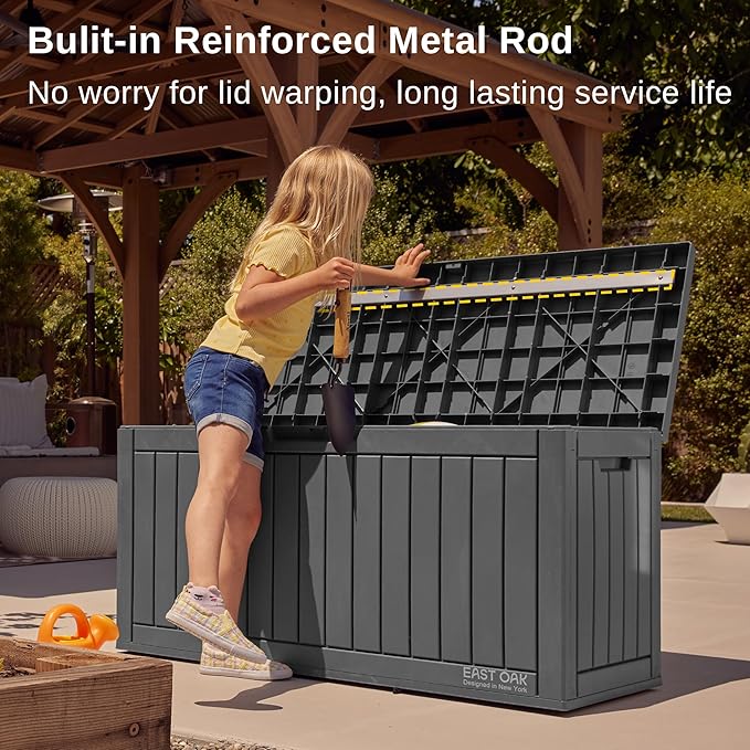 Deck Box 60 Gallon Black Resin Lockable Patio Storage