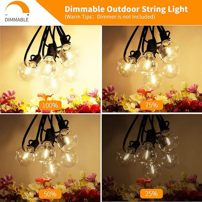 String Lights 150 FT Warm White LED, 75 Shatterproof Bulbs, Waterproof