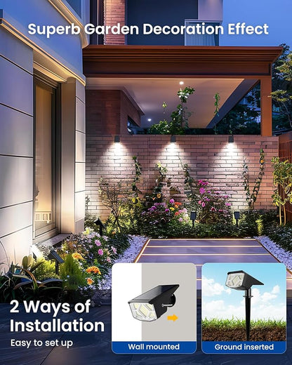 SOLPEX Solar Lights Outdoor Waterproof IP65, Landscape Spotlights Outdoor, Compact Design Spot Lights, Solar Powered Flood Lights for Garden Yard House Pathway Tree Outside, 6 Pack, Cool White