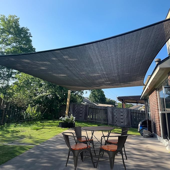 SUNLAX Sun Shade Sail 10' x 16' Graphite Grey Rectangle Canopy Sail Shade Cover UV Block Permeable Sunshade Outdoor for Patio Backyard (We Make Custom Size)