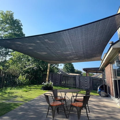 SUNLAX Sun Shade Sail 10' x 16' Graphite Grey Rectangle Canopy Sail Shade Cover UV Block Permeable Sunshade Outdoor for Patio Backyard (We Make Custom Size)