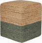 REDEARTH · Cube Pouf Foot Stool Ottoman - Jute Braided Pouffe Poof Accent Sitting Footrest for The Living Room, Bedroom, Nursery, Patio, Lounge & Other Rooms (14.5”X14.5”X16”; Natural Olive)
