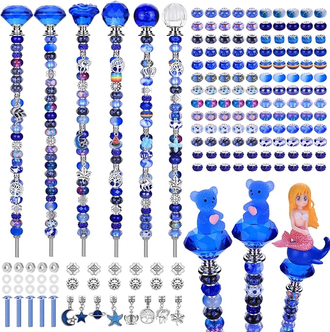 Decorative Garden Stakes Kit, 158 Pcs Fairy Wand DIY Set, Sapphire Blue