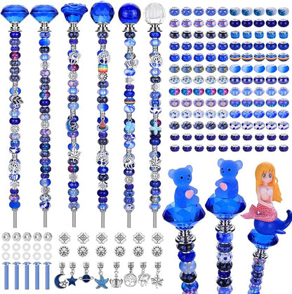 Decorative Garden Stakes Kit, 158 Pcs Fairy Wand DIY Set, Sapphire Blue