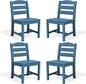 SERWALL Outdoor Dining Chairs Set of 4, All-Weather HDPE Patio Chair with 19.7" Widened Seat, for Backyard, Garden, Blue