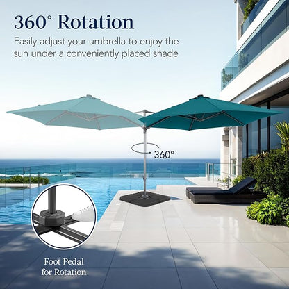 Best Choice Products 10ft Offset Cantilever Hanging Market Patio Umbrella, Smooth 360° Rotation, 8 Sturdy Ribs, Easy Adjustment - Cerulean