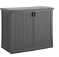Suncast Resin Outdoor Storage Cabinet, Cool Gray Wicker Resin Outdoor Cabinet, Weatherproof, Lockable Outside Storage for Patio, Deck, Balcony, Porch, Backyard, or Garden, Made in the USA